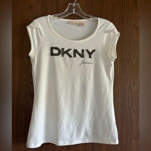 DKNY JEANS beaded scoopneck top, size M